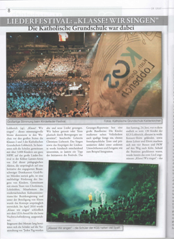 Liederfestival: “Klasse! Wir singen” Die Katholische Grundschule war dabei